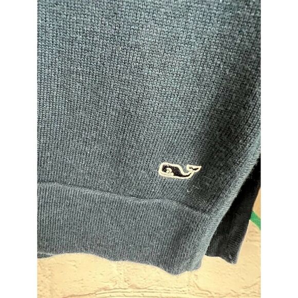 VINEYARD VINES wool cotton blue logo V-neck contrast trim sweater pullover S - Picture 4 of 8